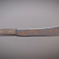 Rusty Knife With Wooden Handle And Blunt Blade On Gray Background