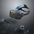Advanced VR Headset with Controllers Modern Ergonomic Design for PC Gaming Experience 3d model