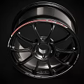 Premium Car Tire Featuring Black Glossy Rim With Red Accent And Sporty Multi Spoke Design