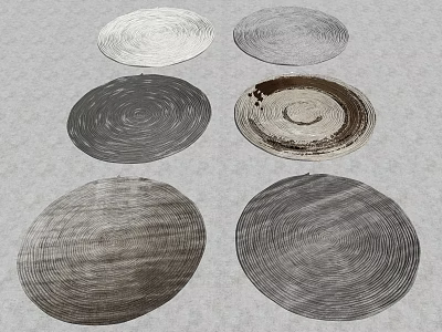 Collection of Circular Rugs with Various Gray Tones and Spiral Patterns 3d model