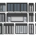 Various Modern Window And Door Designs With Black Frames And Glass Panels 3d model