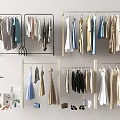 Modern Clothes Racks With Hanging Dresses Shirts Coats And Decorative Items