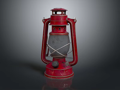 Vintage Red Candle Lamp With Metal Frame Glass Shade Classic Design 3d model