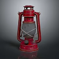 Vintage Red Candle Lamp With Metal Frame Glass Shade Classic Design