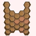 Symmetrical Honeycomb Decorative Cabinet With Hexagonal Structure Brown Tones In Light Pink Background
