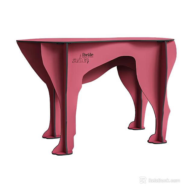 Pink Bisale Studio Table With Unique Animal Like Leg Design And Modern Style 3d model 