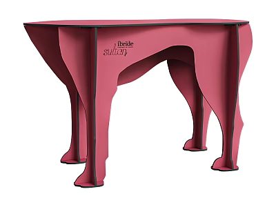 Pink Bisale Studio Table With Unique Animal Like Leg Design And Modern Style 3d model