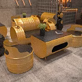 Creative Industrial Style Yellow Oil Drum Leisure Sofa Set For Modern Cafe Lounge Area