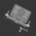 Multi layer Industrial Equipment Structure With Gray Metallic Frame And Cylindrical Components