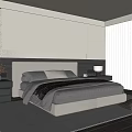 Modern Bedroom Interior With Simple Headboard Nightstand Lamp Chair Blinds Rug And Wooden Floor