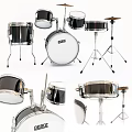 Professional Modern Drum Set With Snare Tom Toms Cymbals Chrome Stands And Drumsticks