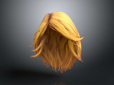 Layered Golden Hair Wig With Soft Flowy Shoulder Length Shiny Strands 3d model