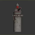 Industrial Tower Structure With Vintage Design Featuring Lighthouse Top Gear Decoration And Red Accents
