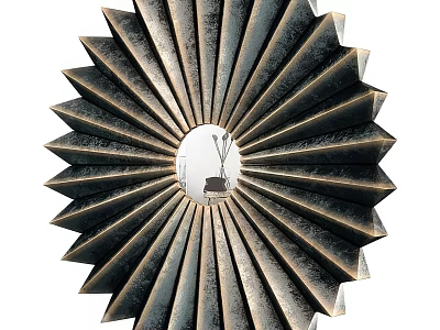 Circular Metallic Wall Decor With Radial Pattern And Central Mirror Surface For Modern Interior Decoration 3d model