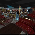 Modern KTV Lounge Interior With Colorful Lighting Tables And Comfortable Sofas