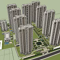 High Rise Residential Complex Aerial View With Green Areas And Landscaped Gardens