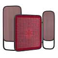 Elegant Room Divider Screen With Red Panel Mesh Sides And Metal Decorations 3d model
