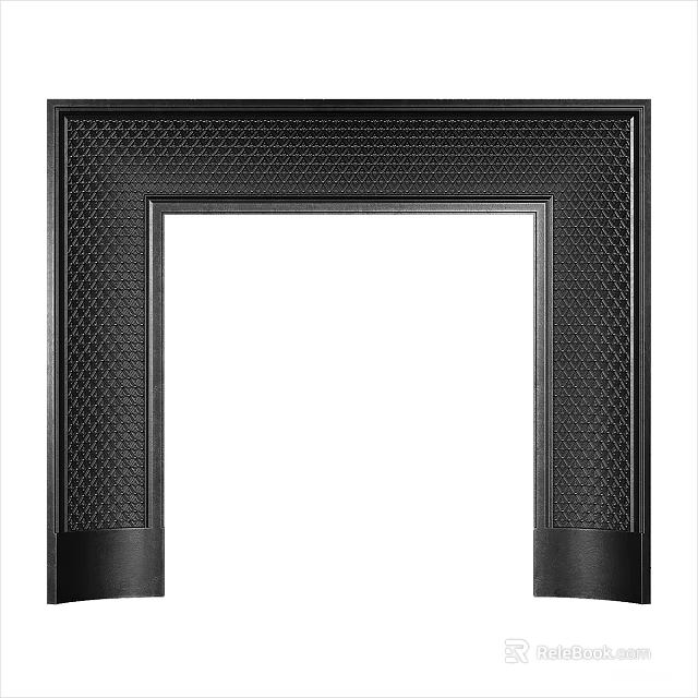 Black Door Frame With Intricate Carved Patterns And Decorative Design Elements 3d model 