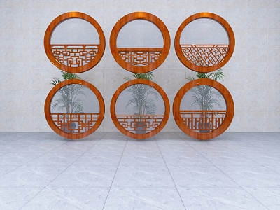 New Chinese-style openwork window 3d model