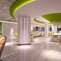 Modern Internet Cafe Interior With Bright Lighting Gaming Computers And Colorful Decor