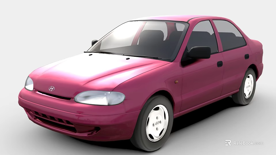 Pink Hyundai Classic Compact Sedan with Sleek Body Design Silver Wheels and Tinted Windows 3d model 