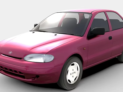 Pink Hyundai Classic Compact Sedan with Sleek Body Design Silver Wheels and Tinted Windows 3d model
