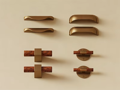 Stylish Modern Cabinet Handles With Brass And Marble Design For Home Decor 3d model