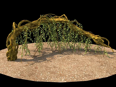 Natural Root Arch With Hanging Green Vines On Gravel Ground For Garden Decor 3d model