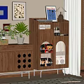 Wooden Storage Cabinet With Glass Doors Holding Books And Decorative Items In Modern Home Interior