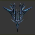 Futuristic Blue Fighter Jet With Sleek Aerodynamic Design And 3D Render Concept Art