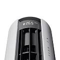Modern Silver Tower Air Conditioner Fan With Control Panel And Sleek Design