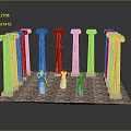 Classical Historical Scene With Greek Columns Mosaic Floor And People In Ancient Costumes