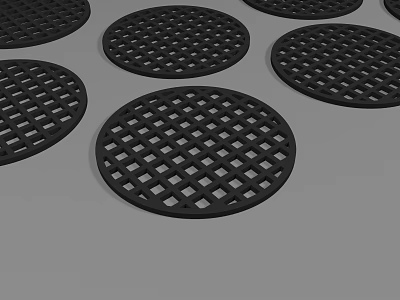 Multiple Black Round Grid Pattern Plant Stands For Home Garden Decoration 3d model