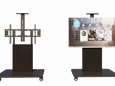 Iron Mobile TV Stand Structure With Wheels Supporting TV 3d model
