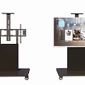 Iron Mobile TV Stand Structure With Wheels Supporting TV 3d model
