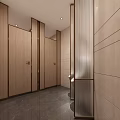 Other Restroom With Modern Design Marble Countertop Sink Mirror Storage Cabinets And Wooden Door