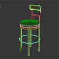 Wooden Bar Stool With Leather Seat And Metal Footrest Backrest Design