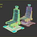 Futuristic Sci Fi Seats With Glowing Blue Accents And Structured Tech Design Bases