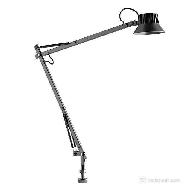 Modern Adjustable Arm Metal Table Lamp With Black Shade And Durable Design 3d model