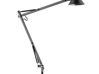 Modern Adjustable Arm Metal Table Lamp With Black Shade And Durable Design 3d model