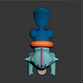 Cute Blue Game Movie Character With Pink Head And Orange Tail Look