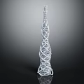 White Tower Structure With Complex Intertwined Lines Spiral Design Shiny Reflective Surface On Dark Background 3d model