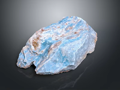 Natural Blue White Textured Stone Block With Unique Patterns For Decorative Projects 3d model