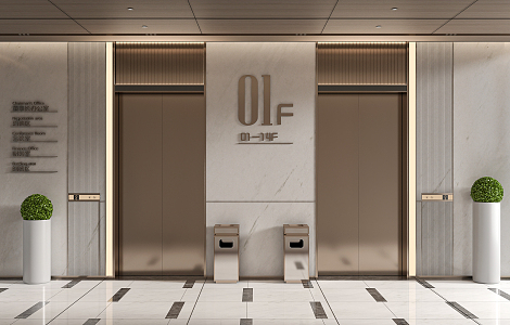 modern elevator hall elevator car 3d model