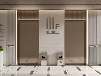 modern elevator hall elevator car 3d model