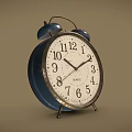 Vintage Alarm Clock With Blue Case Double Bells White Dial And Black Numbers