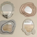 Modern Decorative Mirrors With Irregular Shapes And Metallic Frames For Wall Decoration 3d model