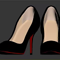 Stylish Black High Heels With Pointed Toe And Red Heels For Women