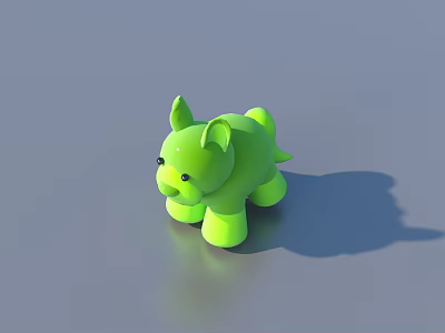 Green Animal Shaped Toy Figure With Smooth Surface And Shadow On Gray Background 3d model