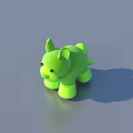 Green Animal Shaped Toy Figure With Smooth Surface And Shadow On Gray Background